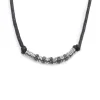Online Collana cordino strobel elementi in acciaio con trama puntinata in black oil Collane