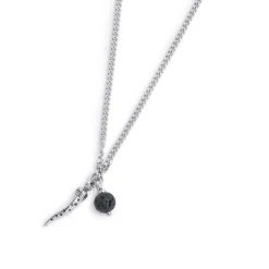 Discount Collana corno pendente e pietra lavica Collane