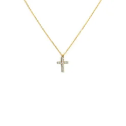 Fashion Collana croce pendente 1,4cm con zirconi Collane