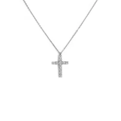 New Collana croce pendente 2,6cm con zirconi Collane