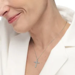 New Collana croce pendente 2,6cm con zirconi Collane