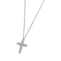 New Collana croce pendente 2,6cm con zirconi Collane