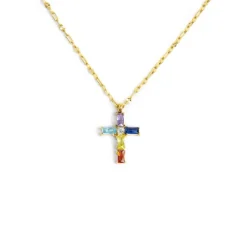 Online Collana croce pendente con cristalli baguette Collane