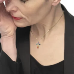 Online Collana croce pendente con cristalli baguette Collane