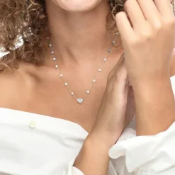 New Collana cuore con cristalli e perle Collane
