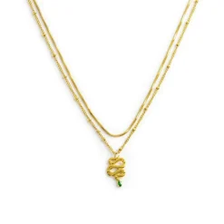 Outlet Collana doppia catena snake quadrata con serpente pendente Collane