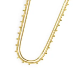 Discount Collana doppia catena snake e grumetta con sfere Collane