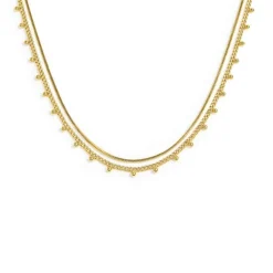 Discount Collana doppia catena snake e grumetta con sfere Collane