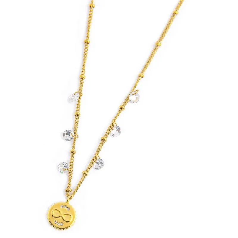 Hot Collana medaglietta infinito pendente con zirconi Collane