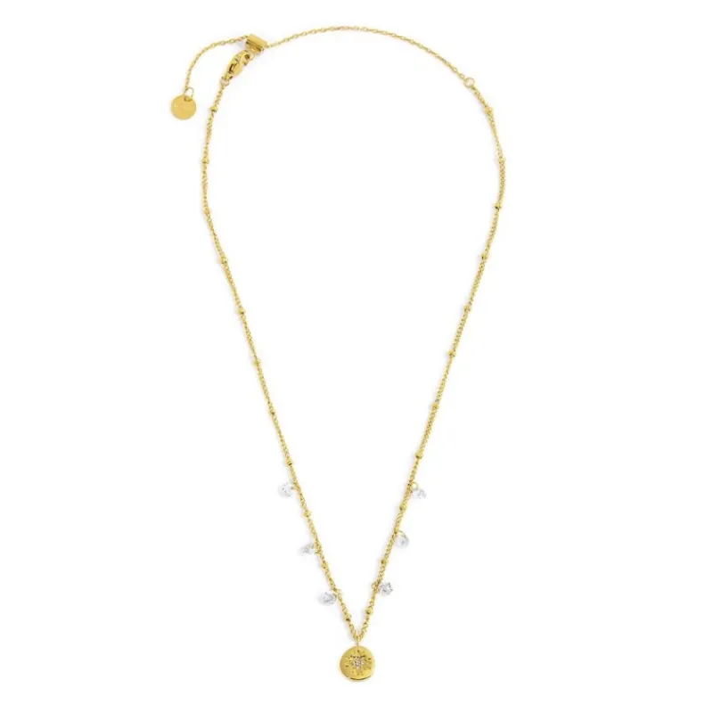 New Collana medaglietta rosa dei venti pendente con zirconi Collane