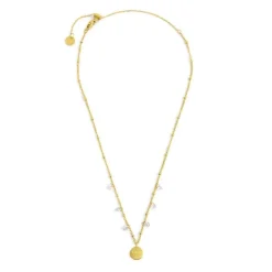 New Collana medaglietta rosa dei venti pendente con zirconi Collane