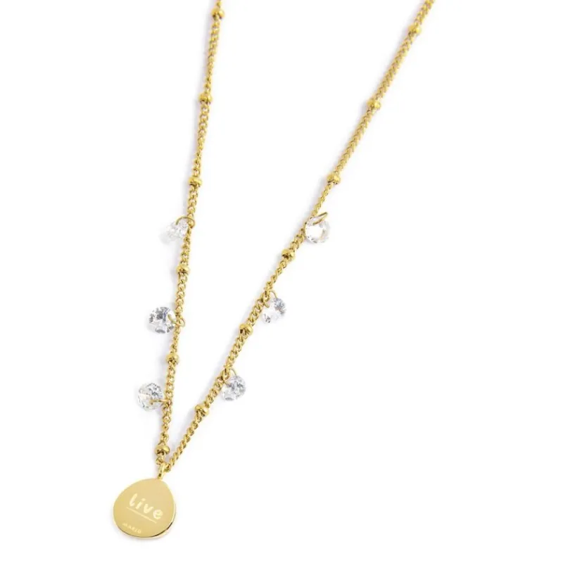 New Collana medaglietta rosa dei venti pendente con zirconi Collane