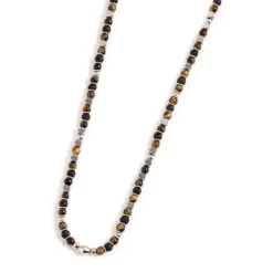 Fashion Collana occhio di tigre e pietra lavica Collane