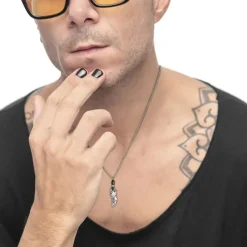 Discount Collana piuma pendente con occhio di tigre ovale Collane