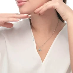 Online Collana rosa dei venti pendente 15mm e zircone Collane