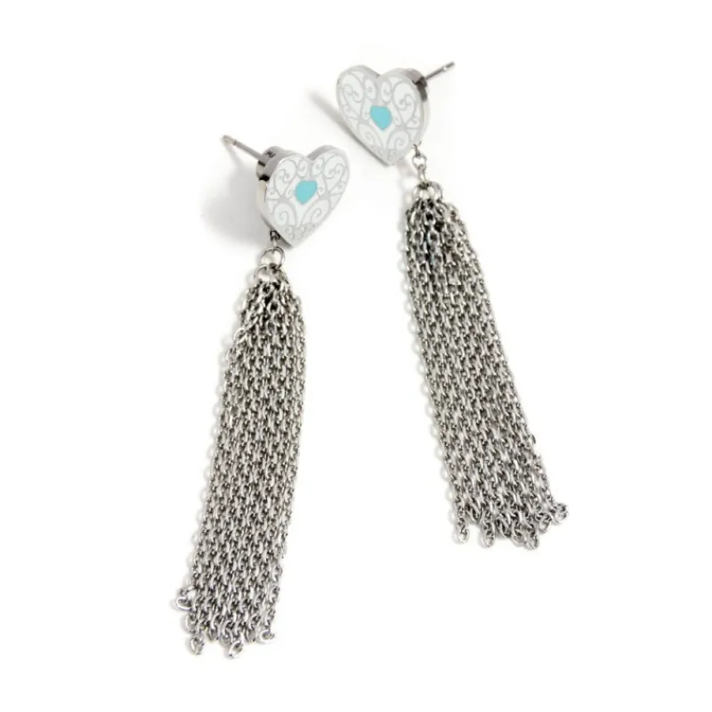 Discount Orecchini cuore con nappa pendente Orecchini