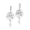 New Orecchini rosa pendente con cristalli e perla Orecchini