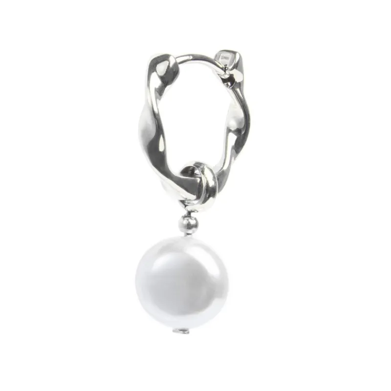 Discount Orecchino a cerchio 1,4cm con perla pendente Orecchini