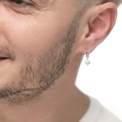 Discount Orecchino a cerchio 1,4cm con perla pendente Orecchini