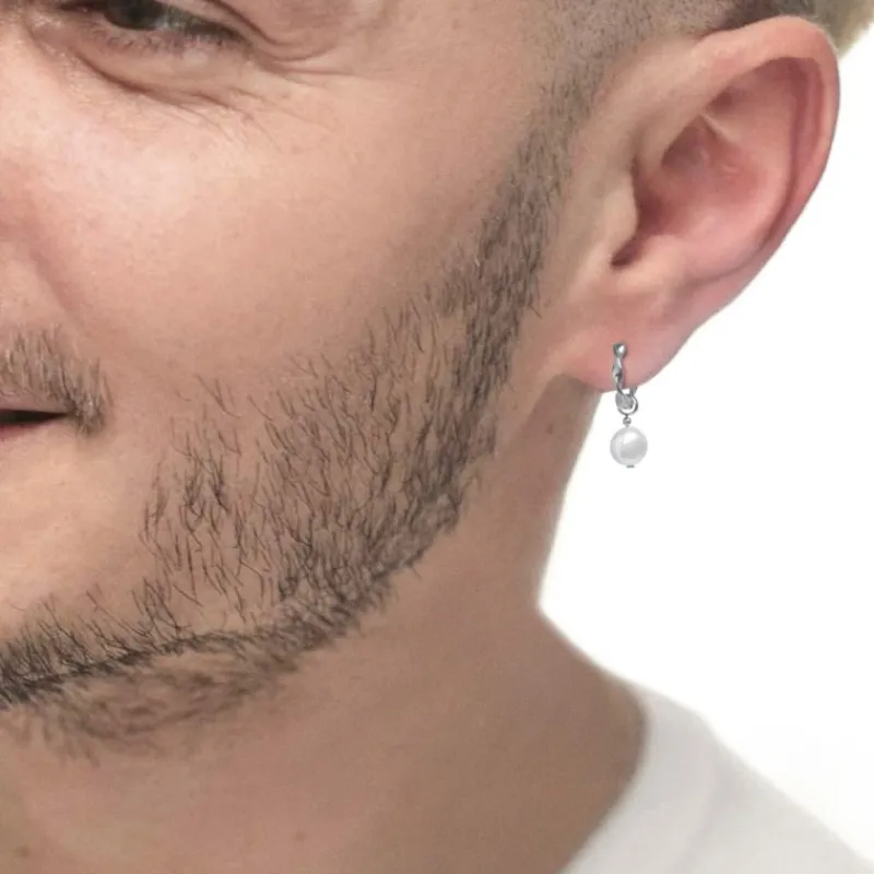 Discount Orecchino a cerchio 1,4cm con perla pendente Orecchini