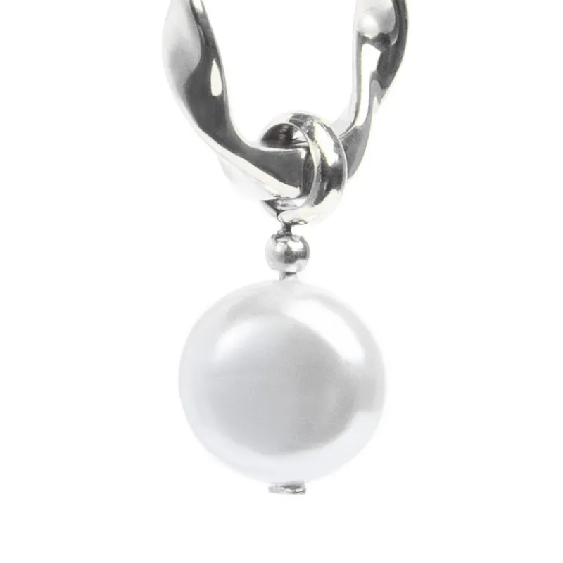 Discount Orecchino a cerchio 1,4cm con perla pendente Orecchini