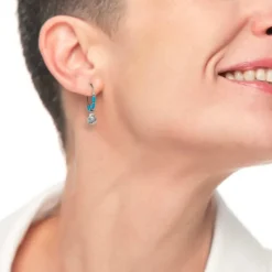 Sale Orecchino a cerchio conchiglia con perla e perline turchesi Orecchini
