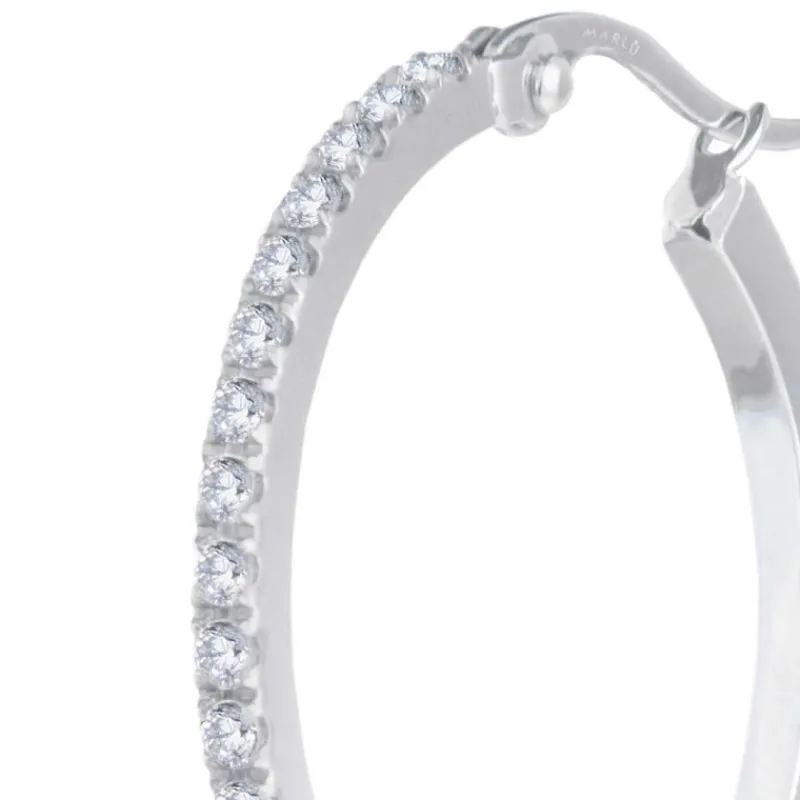 Hot Orecchino a cerchio 28,50mm con zirconi Orecchini