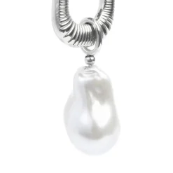 Hot Orecchino a cerchio ovale con perla pendente Orecchini