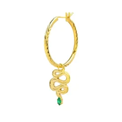 New Orecchino a cerchio serpente con zircone Orecchini