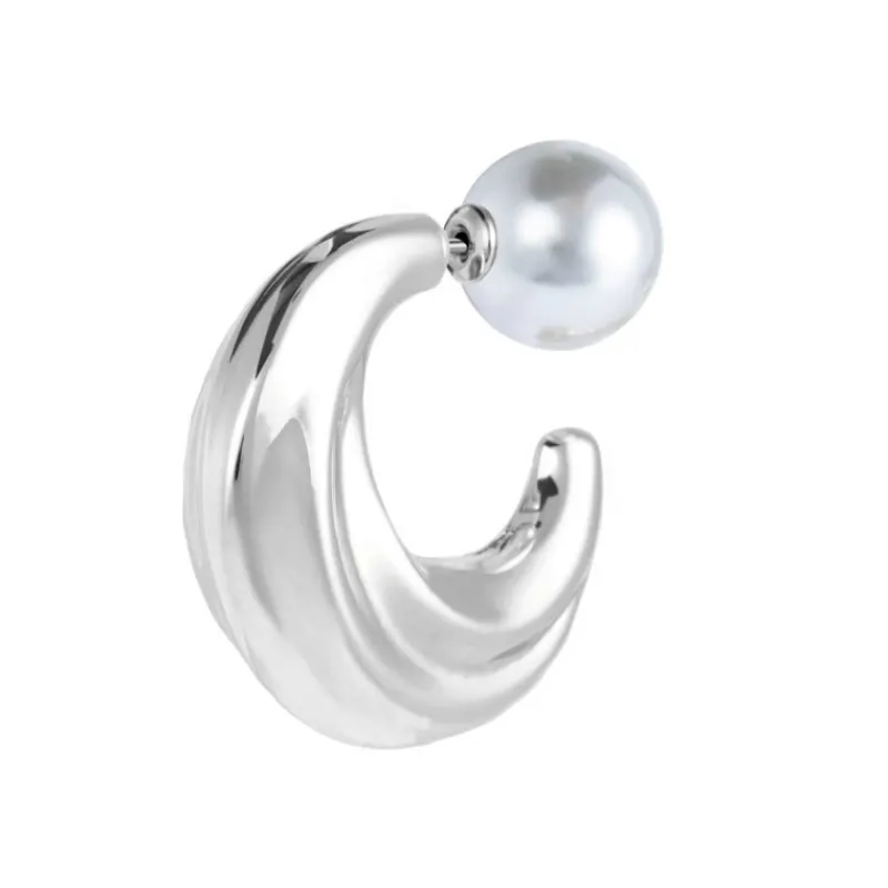 Outlet Orecchino a lobo a cerchietto aperto bombato 2,9cm con chiusura perla Orecchini