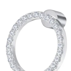 Online Orecchino a lobo cerchio 1,4cm con zirconi bianchi Orecchini