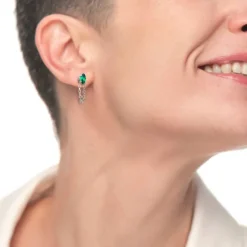 Discount Orecchino a lobo con zircone e catena cross Orecchini