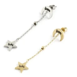 Outlet Orecchino luna con pendente stella Orecchini