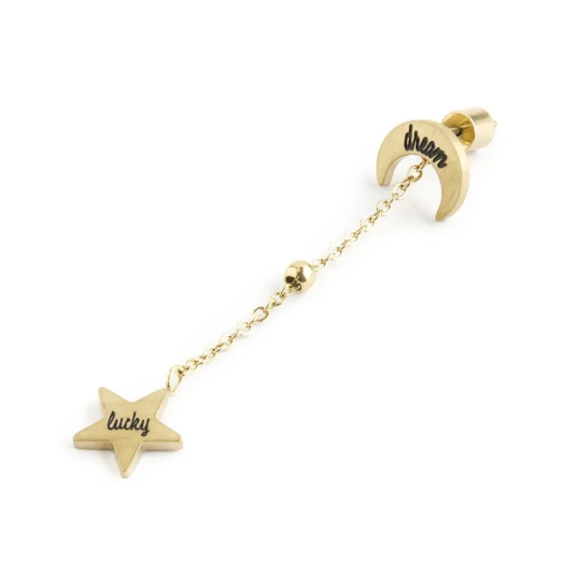 Outlet Orecchino luna con pendente stella Orecchini