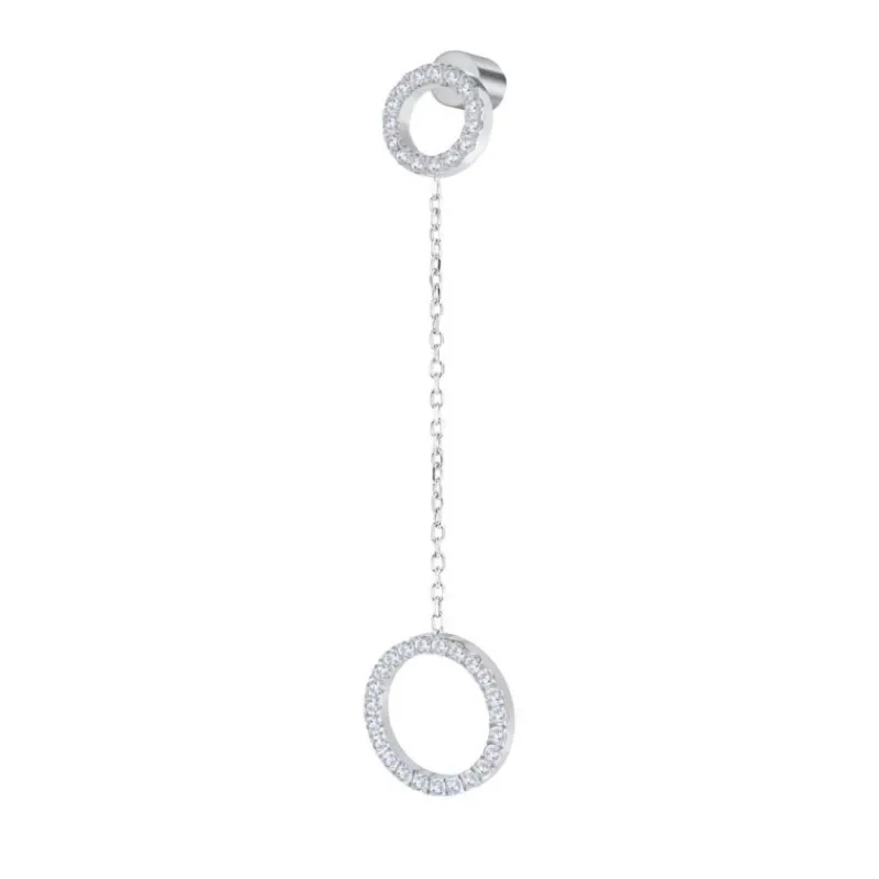 Outlet Orecchino pendente cerchi con zirconi bianchi Orecchini