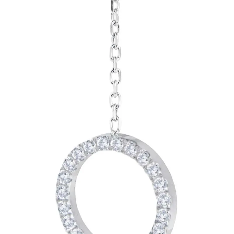 Outlet Orecchino pendente cerchi con zirconi bianchi Orecchini