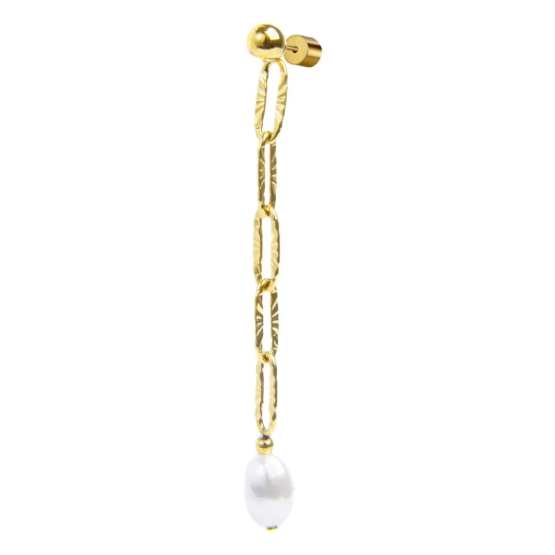 Best Orecchino pendente con catena e perla irregolare Orecchini