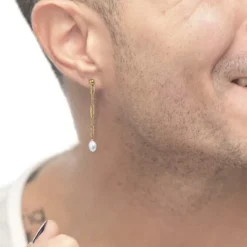 Best Orecchino pendente con catena e perla irregolare Orecchini