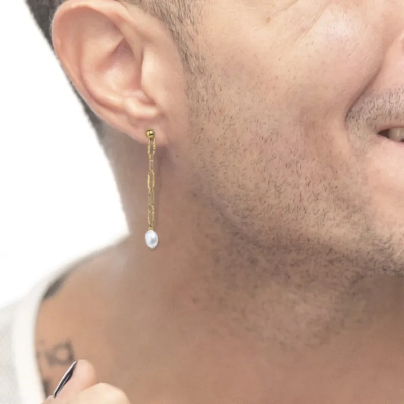 Best Orecchino pendente con catena e perla irregolare Orecchini