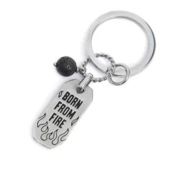 Clearance Portachiavi con fiamme e pendente con pietra lavica Accessori