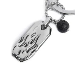 Clearance Portachiavi con fiamme e pendente con pietra lavica Accessori