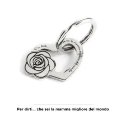 Discount Portachiavi mamma cuore con rosa Accessori